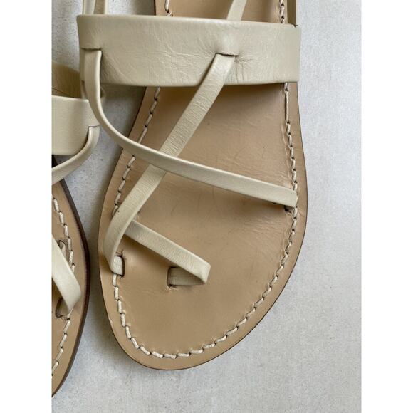 A. Mano Capri Sandals Flats Shoes Strapply Leather Tan Italy - Picture 3 of 9